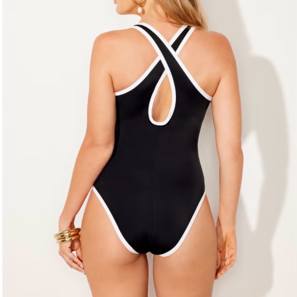 NWT Swimsuits For All 2pc Convertible Maillot Swimdress Plus Size 20 Black - Picture 7 of 10
